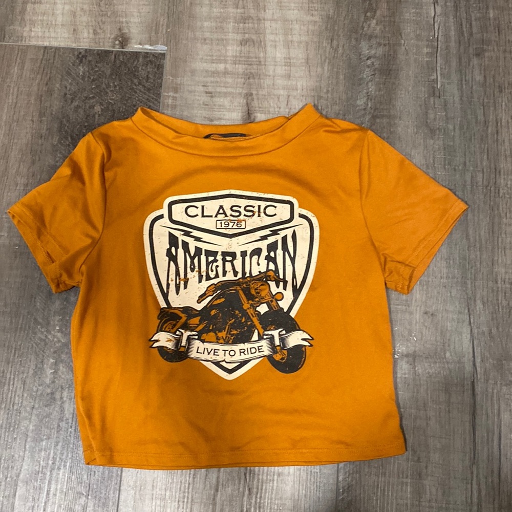 Tan graphic crop top